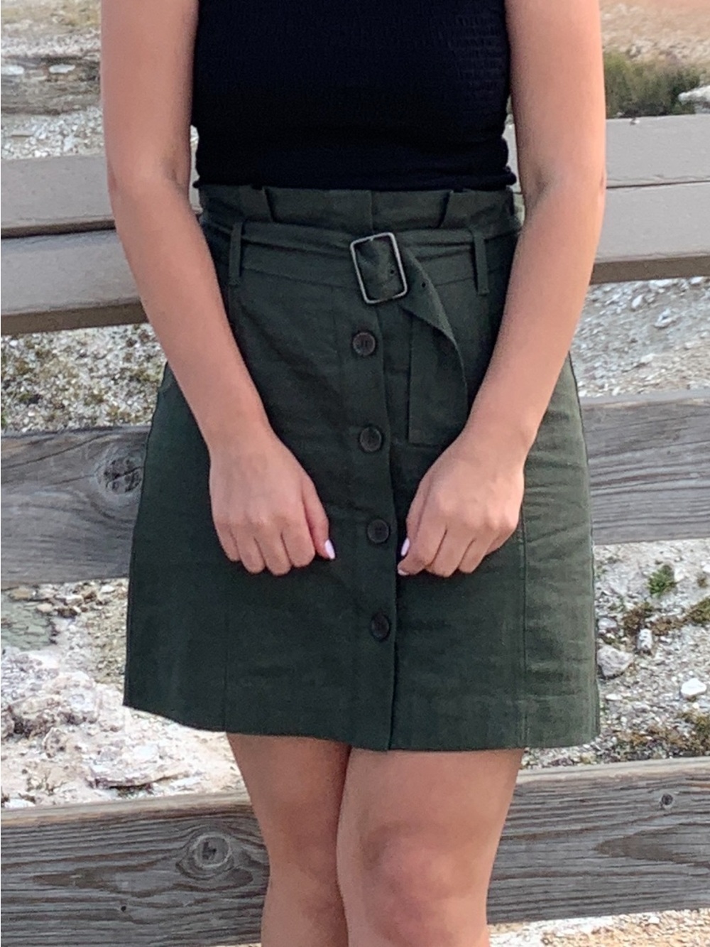 Banana Republic Green A-Line Mini Skirt